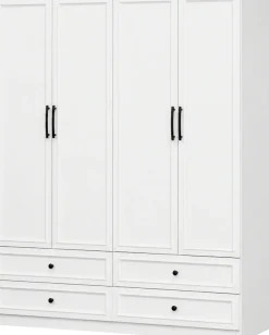 OTTO home Kleiderschrank »Arrian 160 cm Weiß | 4-türiger Drehtürenschrank im Landhausstil« EXTRA VIEL PLATZ FÜR IHRE GARDEROBE