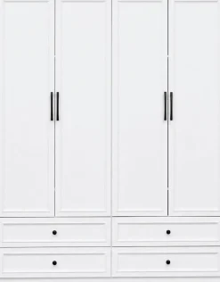 OTTO home Kleiderschrank »Arrian 160 cm Weiß | 4-türiger Drehtürenschrank im Landhausstil« EXTRA VIEL PLATZ FÜR IHRE GARDEROBE