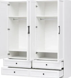 OTTO home Kleiderschrank »Arrian 160 cm Weiß | 4-türiger Drehtürenschrank im Landhausstil« EXTRA VIEL PLATZ FÜR IHRE GARDEROBE