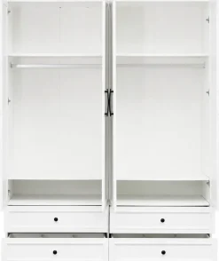 OTTO home Kleiderschrank »Arrian 160 cm Weiß | 4-türiger Drehtürenschrank im Landhausstil« EXTRA VIEL PLATZ FÜR IHRE GARDEROBE
