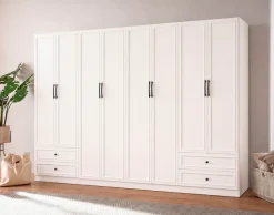 OTTO home Kleiderschrank »Arrian 320 cm Weiß | 8-türiger Drehtürenschrank im Landhausstil« XXL STAURAUM FÜR IHR ZUHAUSE