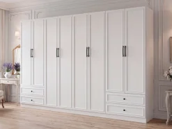 OTTO home Kleiderschrank »Arrian 320 cm Weiß | 8-türiger Drehtürenschrank im Landhausstil« XXL STAURAUM FÜR IHR ZUHAUSE