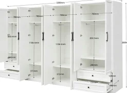 OTTO home Kleiderschrank »Arrian 320 cm Weiß | 8-türiger Drehtürenschrank im Landhausstil« XXL STAURAUM FÜR IHR ZUHAUSE