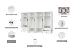 OTTO home Kleiderschrank »Arrian 320 cm Weiß | 8-türiger Drehtürenschrank im Landhausstil« XXL STAURAUM FÜR IHR ZUHAUSE