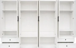 OTTO home Kleiderschrank »Arrian 320 cm Weiß | 8-türiger Drehtürenschrank im Landhausstil« XXL STAURAUM FÜR IHR ZUHAUSE