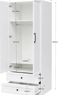 OTTO home Kleiderschrank »Arrian, weiß, 80 cm, 2 Türen, 2 Schubladen« EXTRA VIEL PLATZ FÜR IHRE GARDEROBE
