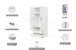 OTTO home Kleiderschrank »Arrian, weiß, 80 cm, 2 Türen, 2 Schubladen« EXTRA VIEL PLATZ FÜR IHRE GARDEROBE