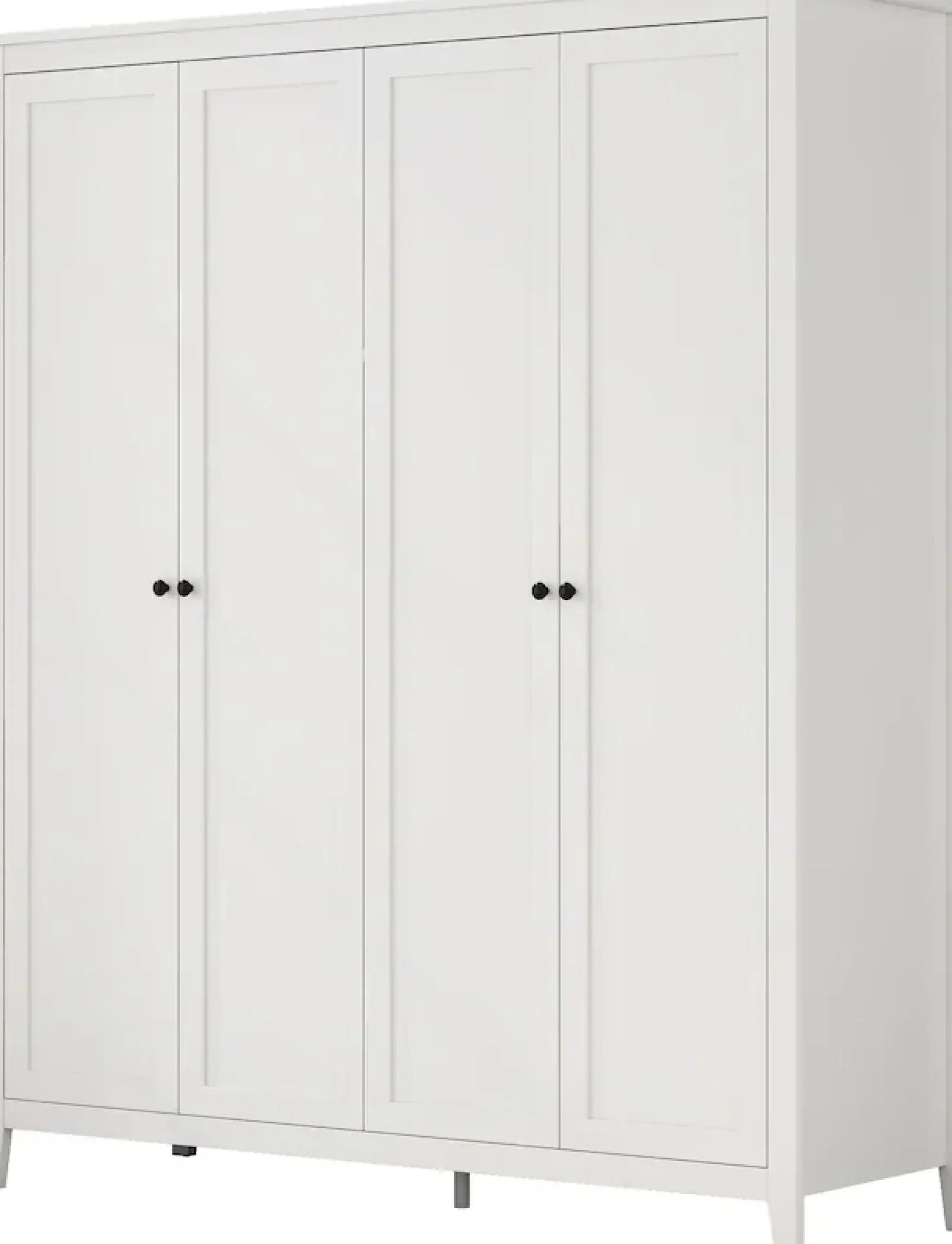 OTTO home Kleiderschrank »Borkum Sideboard Anrichte mit 6 Schubladen Landhaus weiß« schwarze Griffe aus Metall,Schlafzimmerschrank mit 6 Böden und Kleiderstange, 4 Türen