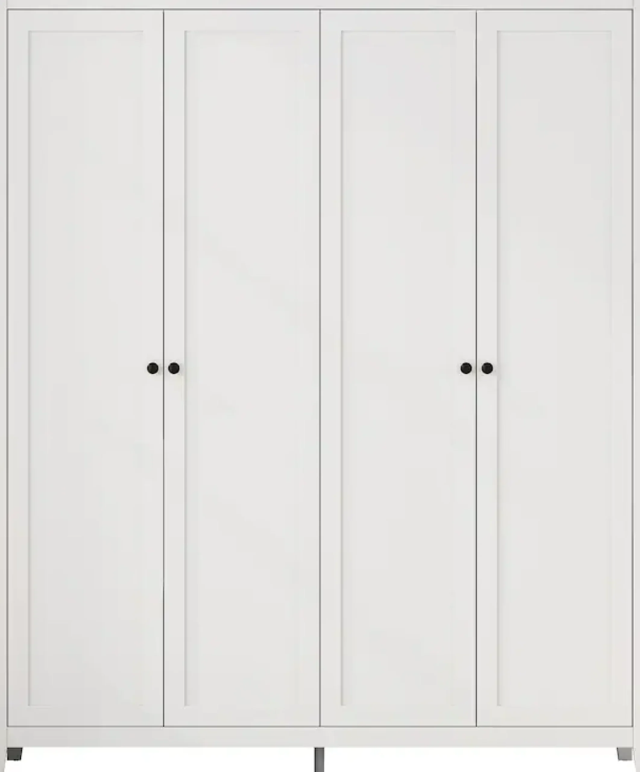OTTO home Kleiderschrank »Borkum Sideboard Anrichte mit 6 Schubladen Landhaus weiß« schwarze Griffe aus Metall,Schlafzimmerschrank mit 6 Böden und Kleiderstange, 4 Türen