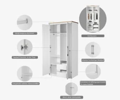 OTTO home Kleiderschrank »Büsum Schlafzimmer Schrank« stabile robuste Bauweise mit optimaler Aufteilung,Schlafzimmerschrank Landhaus Design Garderobe Schrank Bestseller