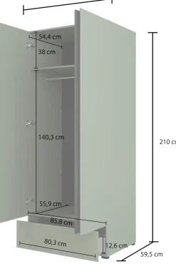 OTTO home Kleiderschrank »Cross, moderner griffloser Kleiderschrank« Wäscheschrank mit Schublade, Garderobe, Türen