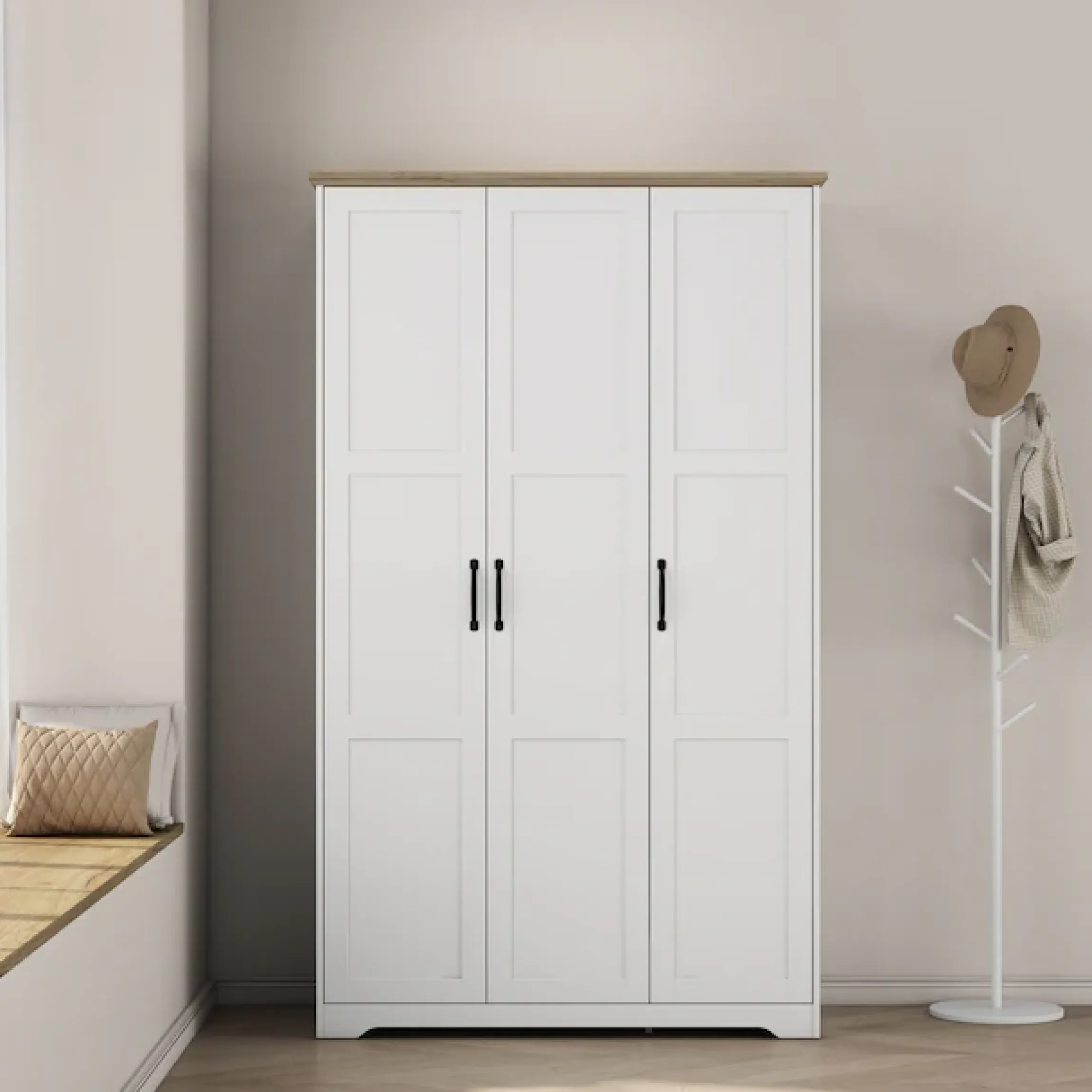 OTTO home Kleiderschrank »Emmilia Schrank Schlafzimmerschrank im Landhaus Design« Mit vielen Einlegeböden und Softclose,Landhaus Schrank mit3 Türen Breite 120,4 cm, Höhe 2m