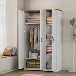 OTTO home Kleiderschrank »Emmilia Schrank Schlafzimmerschrank im Landhaus Design« Mit vielen Einlegeböden und Softclose,Landhaus Schrank mit3 Türen Breite 120,4 cm, Höhe 2m