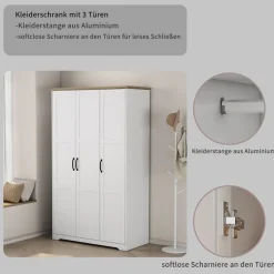 OTTO home Kleiderschrank »Emmilia Schrank Schlafzimmerschrank im Landhaus Design« Mit vielen Einlegeböden und Softclose,Landhaus Schrank mit3 Türen Breite 120,4 cm, Höhe 2m