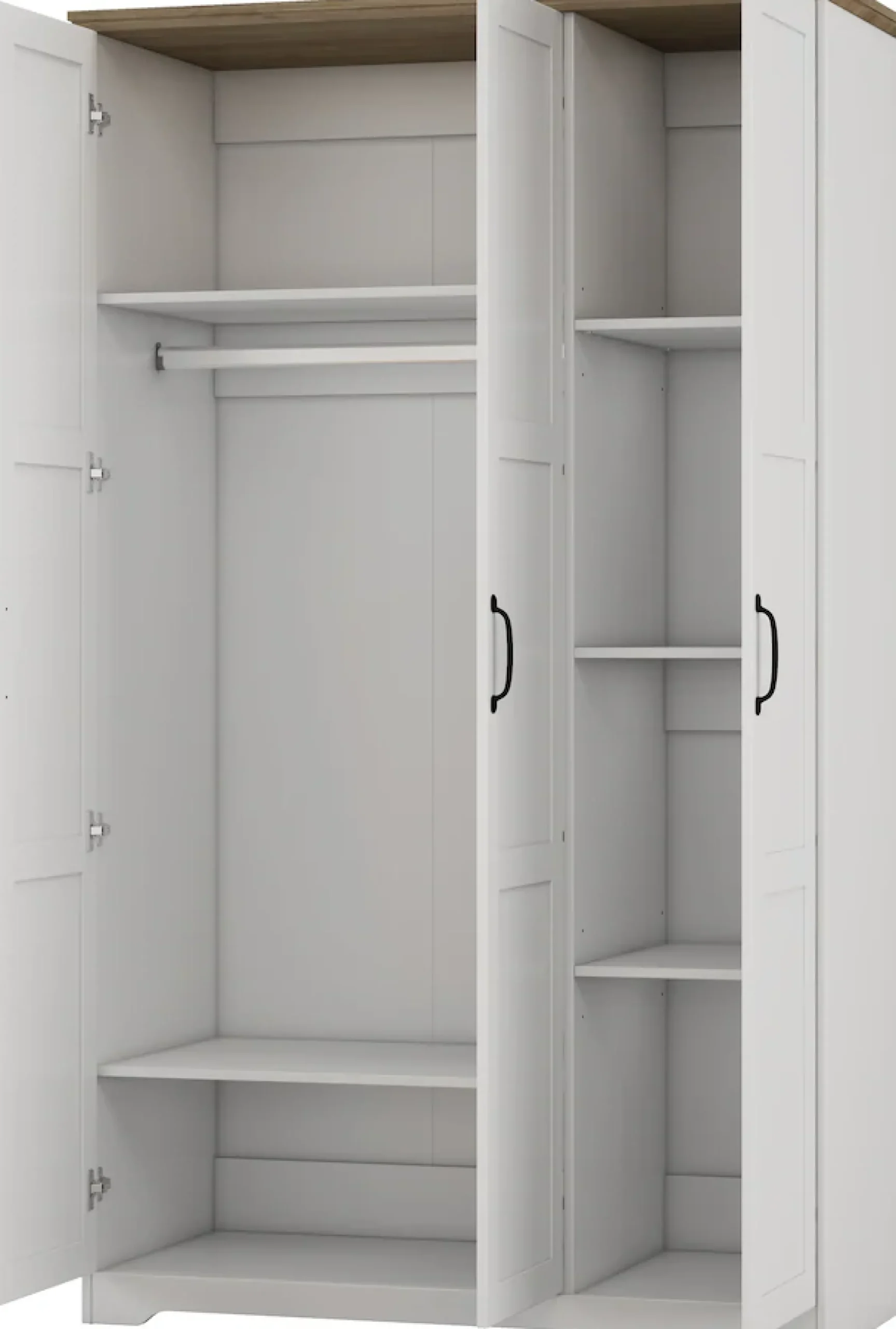 OTTO home Kleiderschrank »Emmilia Schrank Schlafzimmerschrank im Landhaus Design« Mit vielen Einlegeböden und Softclose,Landhaus Schrank mit3 Türen Breite 120,4 cm, Höhe 2m