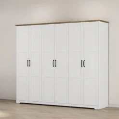 OTTO home Kleiderschrank »Emmilia Schrank Schlafzimmerschrank im Landhaus Design« Mit vielen Einlegeböden und Softclose,Landhaus Schrank mit6 Türen Breite 226,5cm Höhe 2m