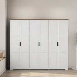 OTTO home Kleiderschrank »Emmilia Schrank Schlafzimmerschrank im Landhaus Design« Mit vielen Einlegeböden und Softclose,Landhaus Schrank mit6 Türen Breite 226,5cm Höhe 2m