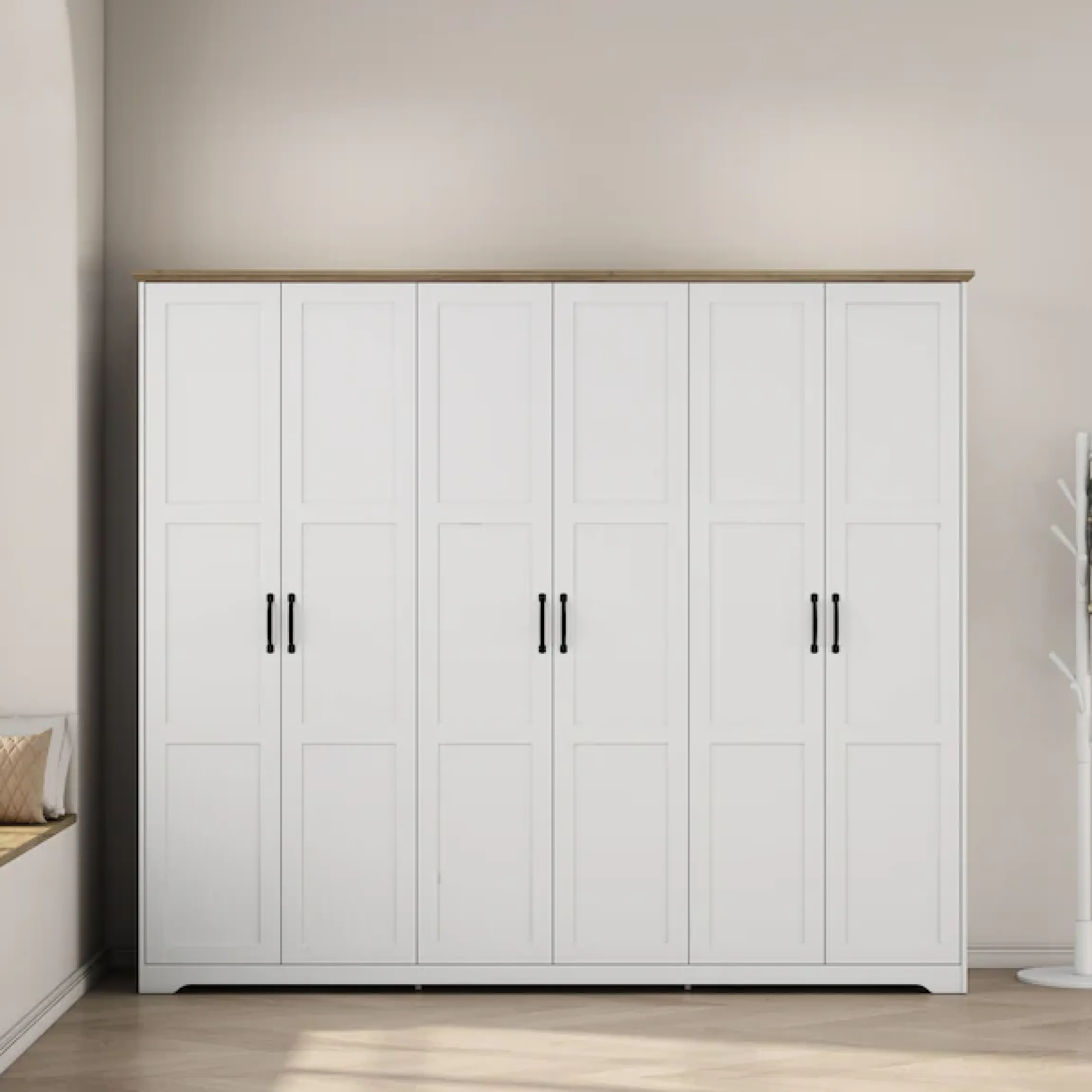 OTTO home Kleiderschrank »Emmilia Schrank Schlafzimmerschrank im Landhaus Design« Mit vielen Einlegeböden und Softclose,Landhaus Schrank mit6 Türen Breite 226,5cm Höhe 2m