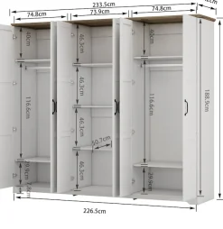 OTTO home Kleiderschrank »Emmilia Schrank Schlafzimmerschrank im Landhaus Design« Mit vielen Einlegeböden und Softclose,Landhaus Schrank mit6 Türen Breite 226,5cm Höhe 2m
