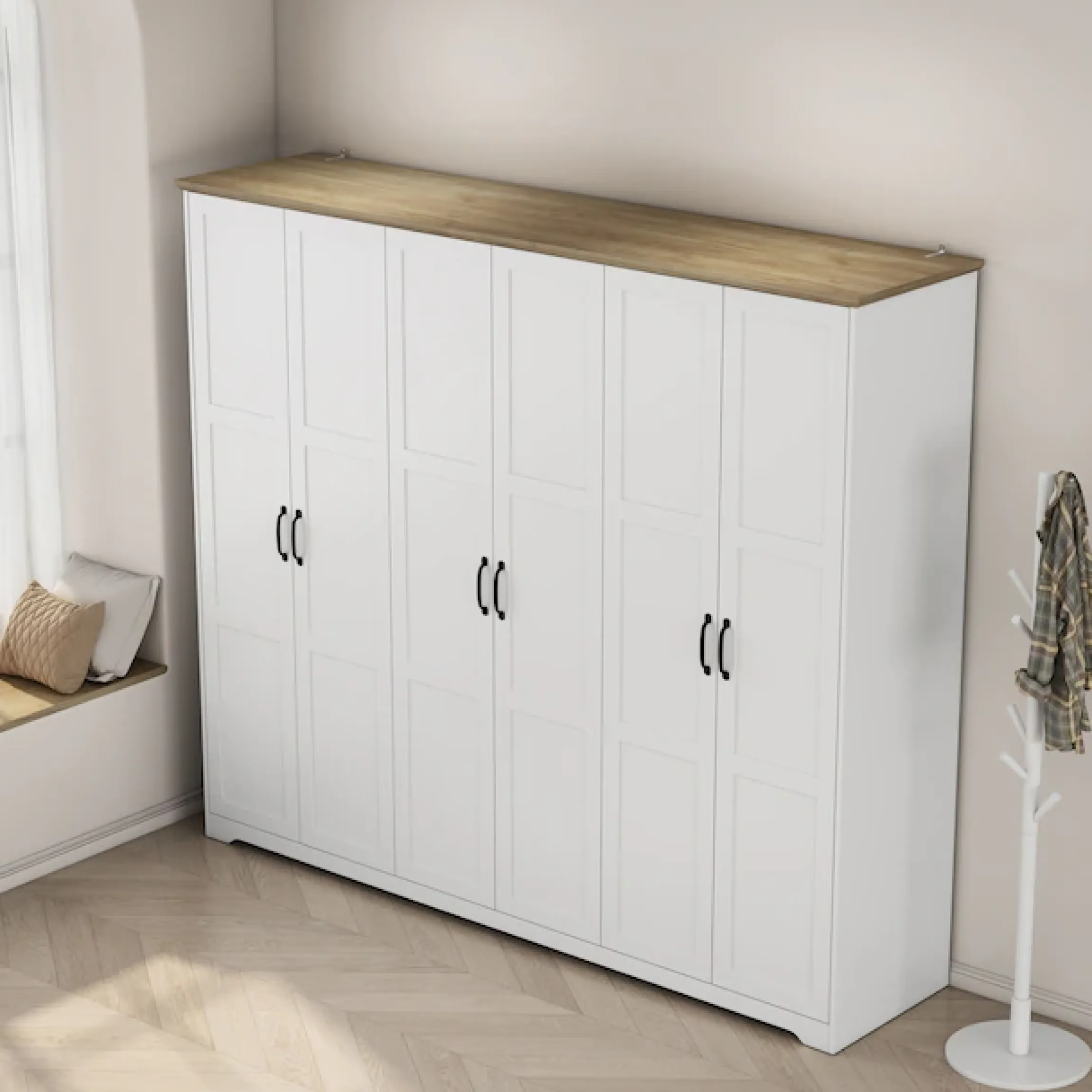 OTTO home Kleiderschrank »Emmilia Schrank Schlafzimmerschrank im Landhaus Design« Mit vielen Einlegeböden und Softclose,Landhaus Schrank mit6 Türen Breite 226,5cm Höhe 2m