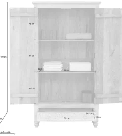 OTTO home Kleiderschrank »Fenris« pflegeleichtes Mangoholz, mit dekorativen Schnitzereien, Höhe 180 cm