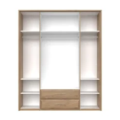 OTTO home Kleiderschrank »Gala, beige hochglänzend UV lackiert, kratzfest, FSC-zertifiziert« abgerundete Schubladen aus MDF im Holzdekor, soft-close,mit Beleuchtung und Passpartourahmen, hoher Schrank (224cm), 4 Breiten