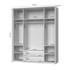 OTTO home Kleiderschrank »Gala, beige hochglänzend UV lackiert, kratzfest, FSC-zertifiziert« abgerundete Schubladen aus MDF im Holzdekor, soft-close,mit Beleuchtung und Passpartourahmen, hoher Schrank (224cm), 4 Breiten