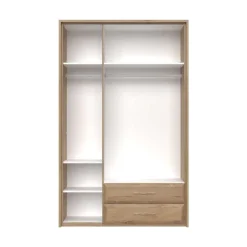 OTTO home Kleiderschrank »Gala, beige hochglänzend UV lackiert, kratzfest, FSC-zertifiziert« abgerundete Schubladen aus MDF im Holzdekor, soft-close,mit Beleuchtung und Passpartourahmen, hoher Schrank (224cm), 3 Breiten