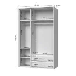 OTTO home Kleiderschrank »Gala, beige hochglänzend UV lackiert, kratzfest, FSC-zertifiziert« abgerundete Schubladen aus MDF im Holzdekor, soft-close,mit Beleuchtung und Passpartourahmen, hoher Schrank (224cm), 3 Breiten