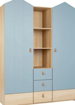 OTTO home Kleiderschrank »Hennix skandinavisches Spitzdach-Design mit Soft-Close, viel Stauraum« H/B/T ca. 200/150/51cm,3 Schubladen, Made in Germany, variable Einlegeböden