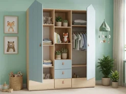 OTTO home Kleiderschrank »Hennix skandinavisches Spitzdach-Design mit Soft-Close, viel Stauraum« H/B/T ca. 200/150/51cm,3 Schubladen, Made in Germany, variable Einlegeböden