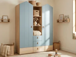 OTTO home Kleiderschrank »Hennix skandinavisches Spitzdach-Design mit Soft-Close, viel Stauraum« H/B/T ca. 200/150/51cm,3 Schubladen, Made in Germany, variable Einlegeböden