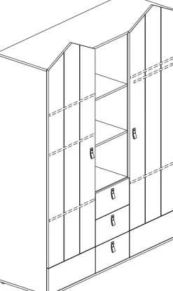 OTTO home Kleiderschrank »Hennix skandinavisches Spitzdach-Design mit Soft-Close, viel Stauraum« H/B/T ca. 200/150/51cm,3 Schubladen, Made in Germany, variable Einlegeböden