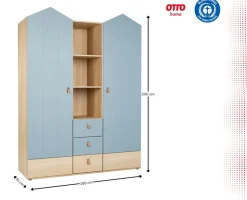 OTTO home Kleiderschrank »Hennix skandinavisches Spitzdach-Design mit Soft-Close, viel Stauraum« H/B/T ca. 200/150/51cm,3 Schubladen, Made in Germany, variable Einlegeböden