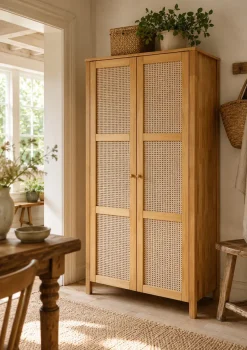 OTTO home Kleiderschrank »Hällevik Eiche - aus FSC® Massivholz, Wiener Geflecht« Türfronten mit Wiener Geflecht, FSC® Zertifizierte massive Eiche