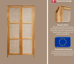OTTO home Kleiderschrank »Hällevik Eiche - aus FSC® Massivholz, Wiener Geflecht« Türfronten mit Wiener Geflecht, FSC® Zertifizierte massive Eiche