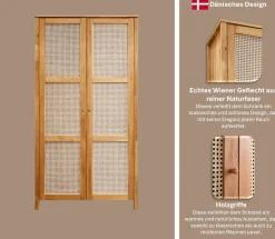 OTTO home Kleiderschrank »Hällevik Eiche - aus FSC® Massivholz, Wiener Geflecht« Türfronten mit Wiener Geflecht, FSC® Zertifizierte massive Eiche