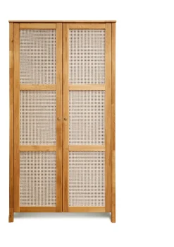 OTTO home Kleiderschrank »Hällevik Eiche - aus FSC® Massivholz, Wiener Geflecht« Türfronten mit Wiener Geflecht, FSC® Zertifizierte massive Eiche