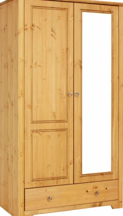 OTTO home Kleiderschrank »Hugo« 3 Breiten: 106/200/245 cm H/T ca. 190/58 cm,aus massiver Kiefer im Landhausstil, mit Spiegel