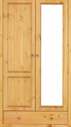 OTTO home Kleiderschrank »Hugo« 3 Breiten: 106/200/245 cm H/T ca. 190/58 cm,aus massiver Kiefer im Landhausstil, mit Spiegel