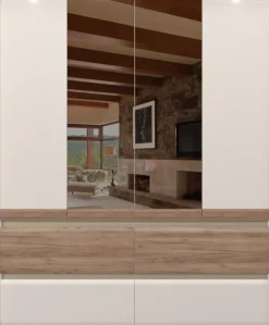 OTTO home Kleiderschrank »Invictus, UV lackiert, FSC-zertifiziert, grifflose Optik« abgerundete Schubladen aus MDF im Holzdekor, soft-close,mit Beleuchtung und Spiegel, in 4 Breiten, hoher Schrank (226cm)