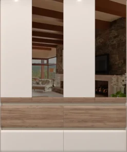 OTTO home Kleiderschrank »Invictus, UV lackiert, FSC-zertifiziert, grifflose Optik« abgerundete Schubladen aus MDF im Holzdekor, soft-close,mit Beleuchtung und Spiegel, in 4 Breiten, hoher Schrank (226cm)