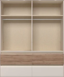 OTTO home Kleiderschrank »Invictus, UV lackiert, FSC-zertifiziert, grifflose Optik« abgerundete Schubladen aus MDF im Holzdekor, soft-close,mit Beleuchtung und Spiegel, in 4 Breiten, hoher Schrank (226cm)