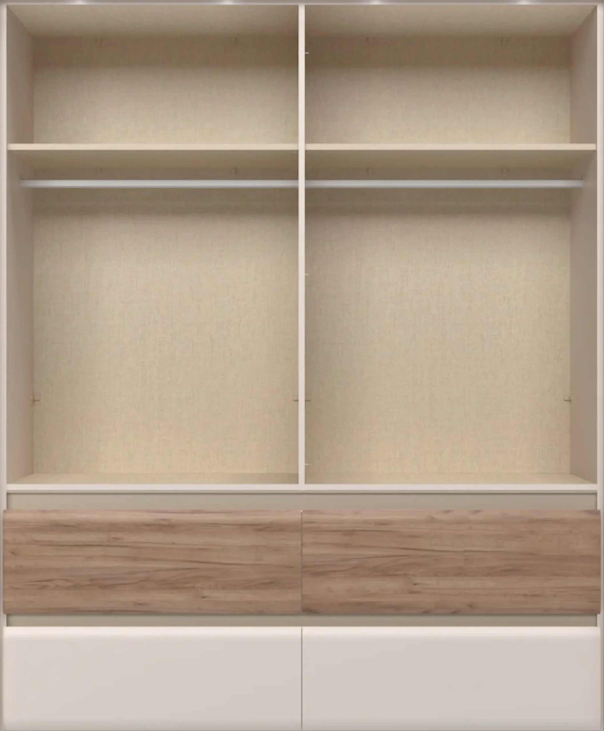 OTTO home Kleiderschrank »Invictus, UV lackiert, FSC-zertifiziert, grifflose Optik« abgerundete Schubladen aus MDF im Holzdekor, soft-close,mit Beleuchtung und Spiegel, in 4 Breiten, hoher Schrank (226cm)