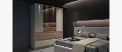 OTTO home Kleiderschrank »Invictus, UV lackiert, FSC-zertifiziert, grifflose Optik« abgerundete Schubladen aus MDF im Holzdekor, soft-close,mit Beleuchtung und Spiegel, in 4 Breiten, hoher Schrank (226cm)