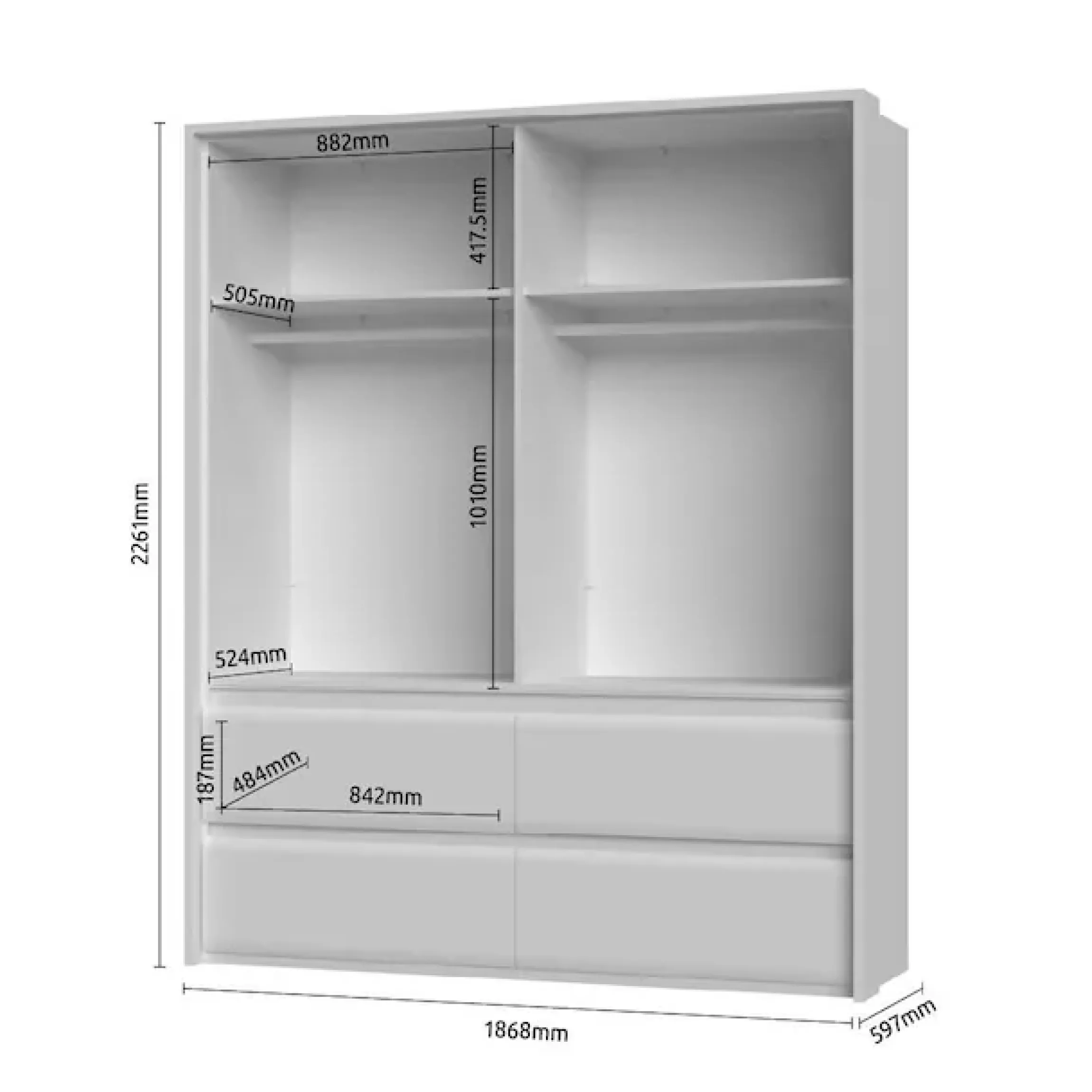 OTTO home Kleiderschrank »Invictus, UV lackiert, FSC-zertifiziert, grifflose Optik« abgerundete Schubladen aus MDF im Holzdekor, soft-close,mit Beleuchtung und Spiegel, in 4 Breiten, hoher Schrank (226cm)