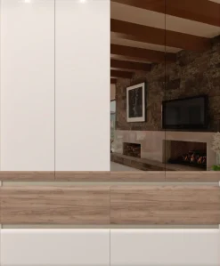 OTTO home Kleiderschrank »Invictus, UV lackiert, FSC-zertifiziert, grifflose Optik« abgerundete Schubladen aus MDF im Holzdekor, soft-close,mit Beleuchtung und Spiegel, in 4 Breiten, hoher Schrank (226cm)