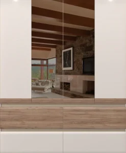 OTTO home Kleiderschrank »Invictus, UV lackiert, FSC-zertifiziert, grifflose Optik« abgerundete Schubladen aus MDF im Holzdekor, soft-close,mit Beleuchtung und Spiegel, in 4 Breiten, hoher Schrank (226cm)