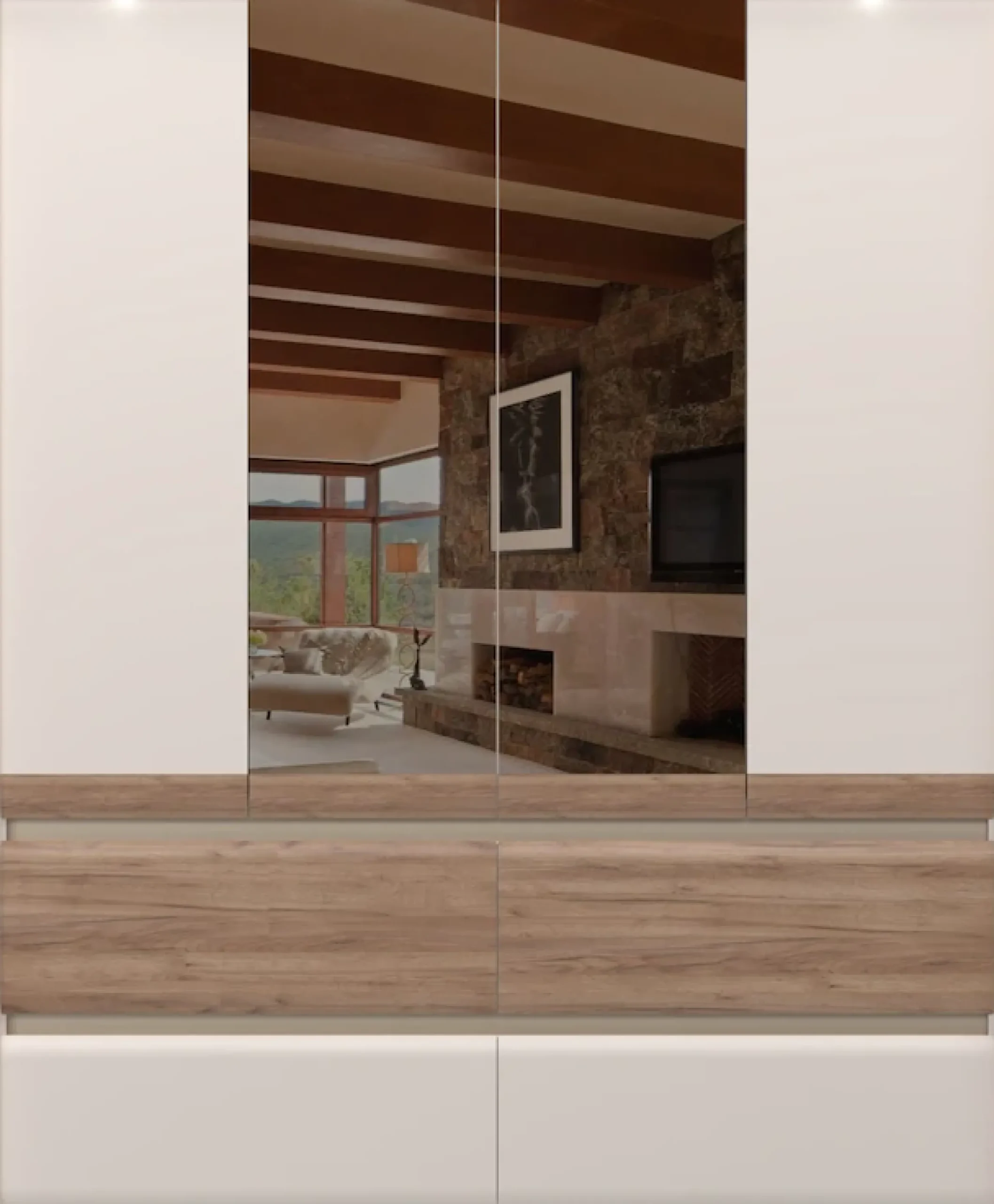 OTTO home Kleiderschrank »Invictus, UV lackiert, FSC-zertifiziert, grifflose Optik« abgerundete Schubladen aus MDF im Holzdekor, soft-close,mit Beleuchtung und Spiegel, in 4 Breiten, hoher Schrank (226cm)