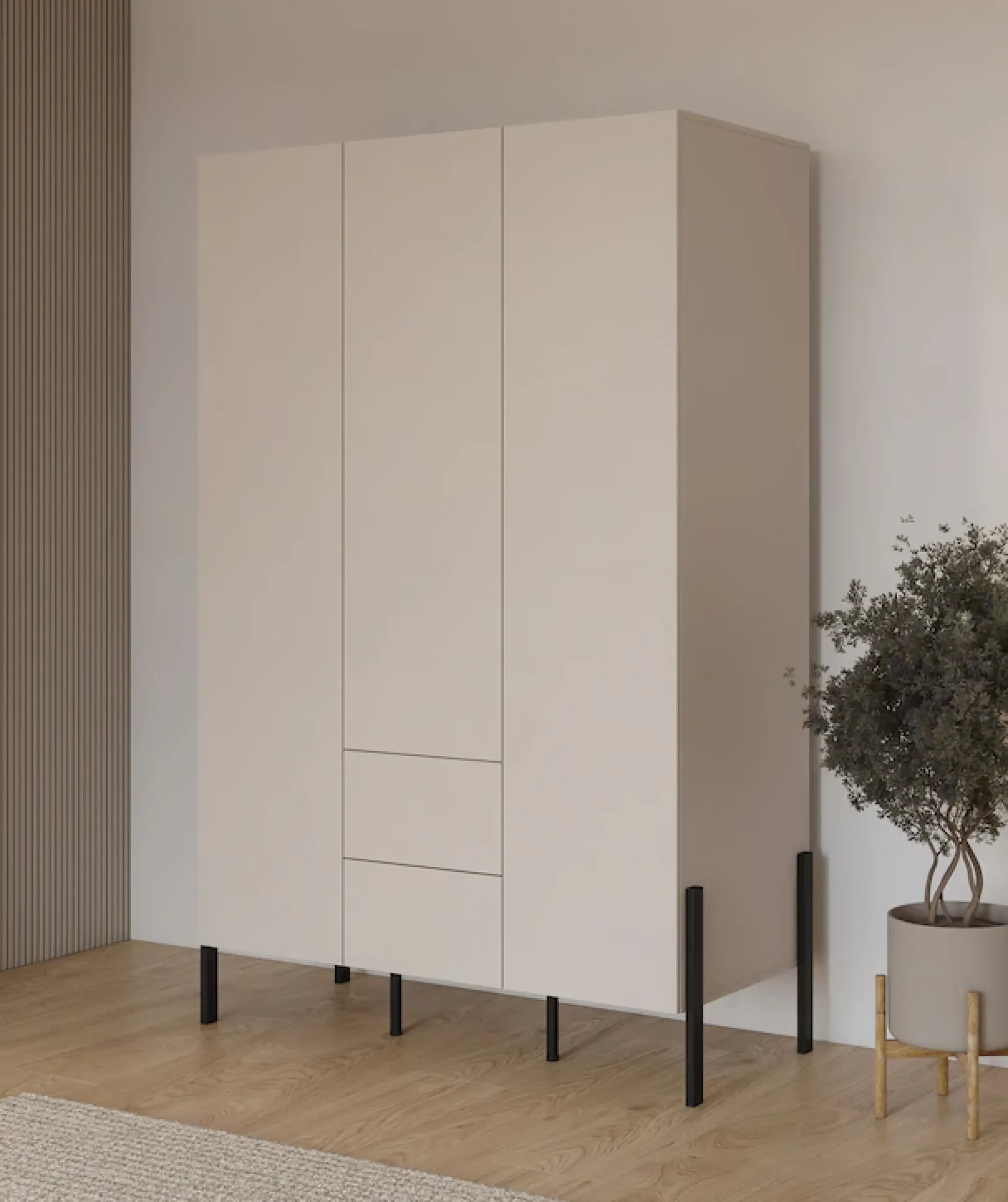 OTTO home Kleiderschrank »Jukon, moderner Kleiderschrank mit Metallfüßen« B/H/T 3-Türer: ca. 135/210/60 4-Türer ca: 180/210/60,push to open Funktion, passend zur JUKON Serie, viel Stauraum